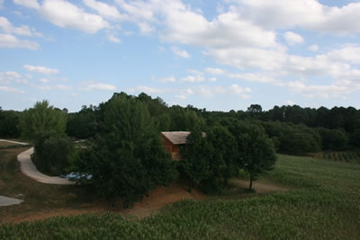 La Cabane dans les arbres Aquitaine vue des airs.