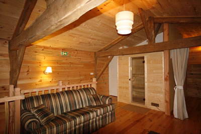 Le sauna de l'Espace Bien-Être de nos cabanes dans les arbres