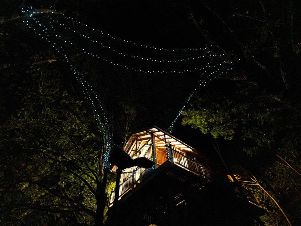 Le filet suspendu la nuit de la cabane Aquitaine
