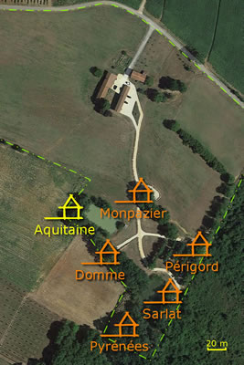 Photo satellite du site des Cabanes Perchées dans les Arbres