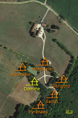 Photo satellite du site des Cabanes Perchées dans les Arbres