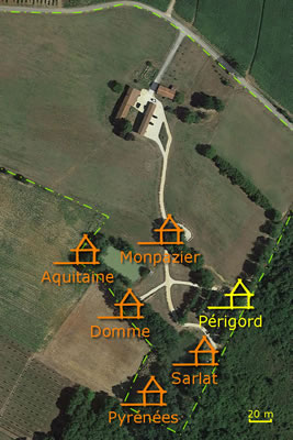 Photo satellite du site des Cabanes Perchées dans les Arbres