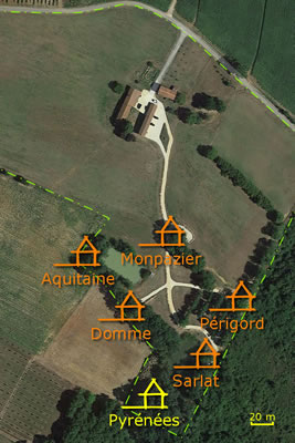 Photo satellite du site des Cabanes Perchées dans les Arbres